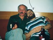 Jurek z Andrzejem Piotrowskim w "Bocianim Gnieździe"  w Pobierowie 1996